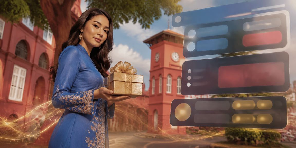 Pengguna Malaysia berbaju kurung mengikuti taruhan bola sepak di Melaka melalui platform dalam talian