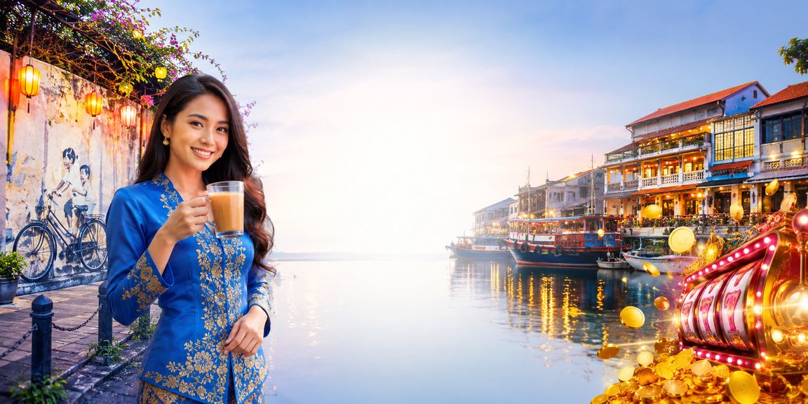 Pemain berbaju kurung di Pulau Pinang menikmati permainan slot jackpot dalam talian